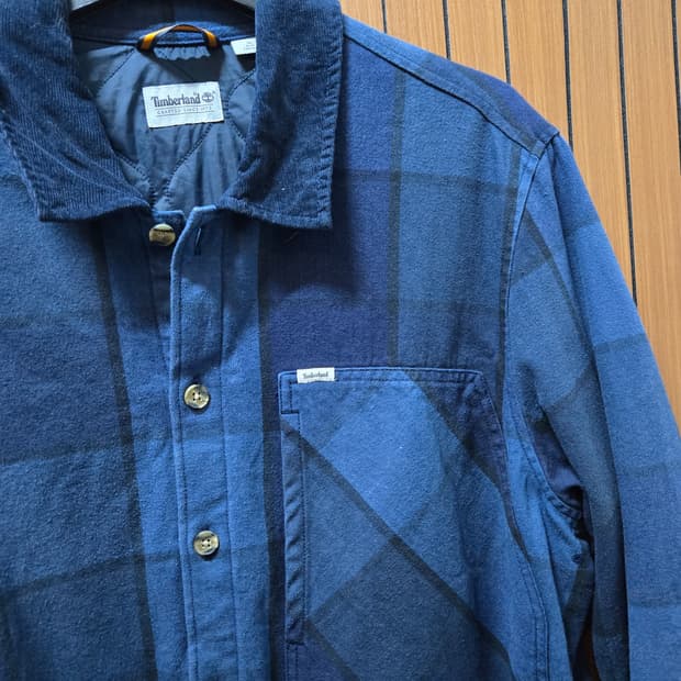 팀버랜드 블루 체크 누빔 도톰 자켓 XL