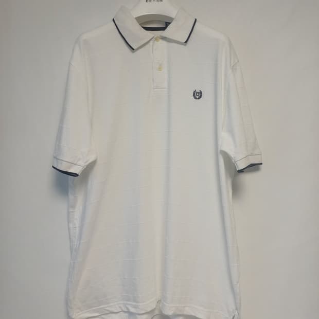 [L~XL] CHAPS 챕스 화이트 미니팁트 자카드 로고 자수 폴로티