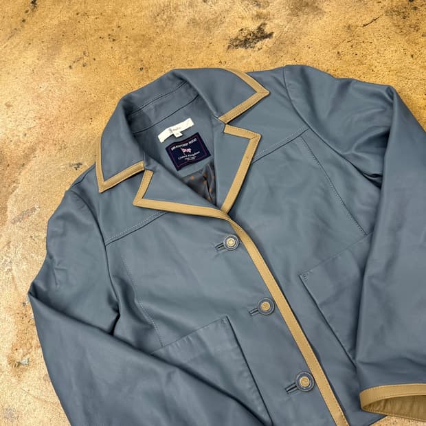 [정품/55] 지 스튜디오 브래드포드 하이드 블루 가죽 자켓 b17