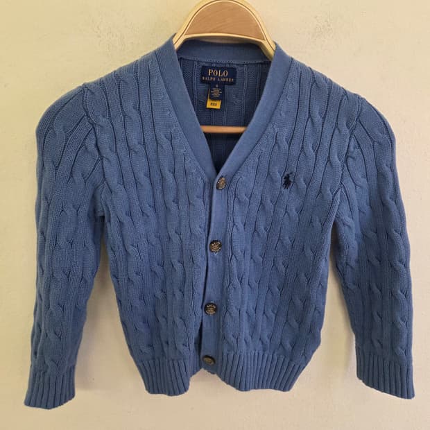 폴로 랄프로렌 남아 케이블 니트 가디건 블루 5세