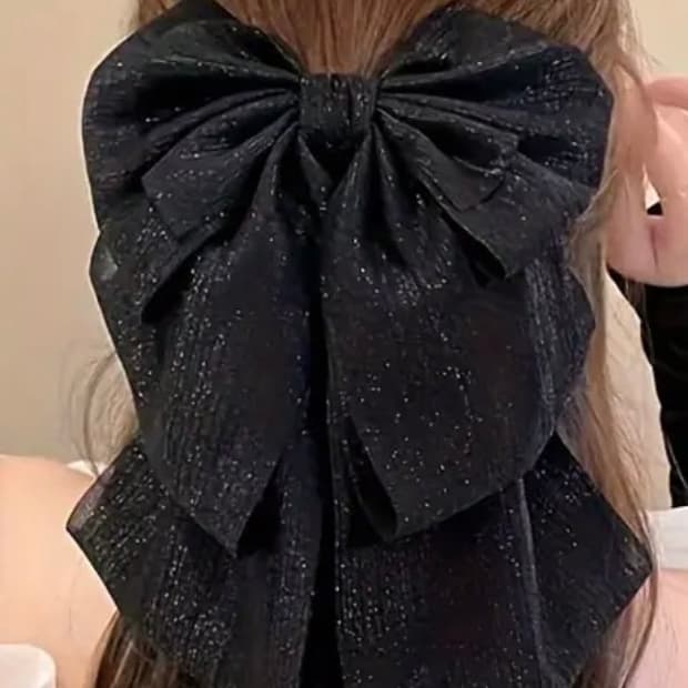 블랙 리본 집게핀 새상품