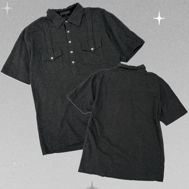 ⛓️EMILO RIMINI 은장 포인트 반팔 카라 티셔츠⛓️펑크 차콜