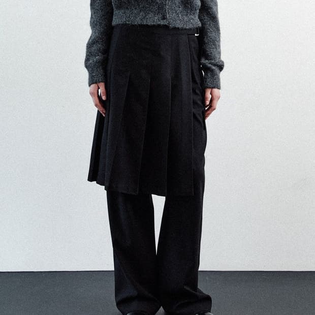Le 르 wool layered skirt + wide pants set
