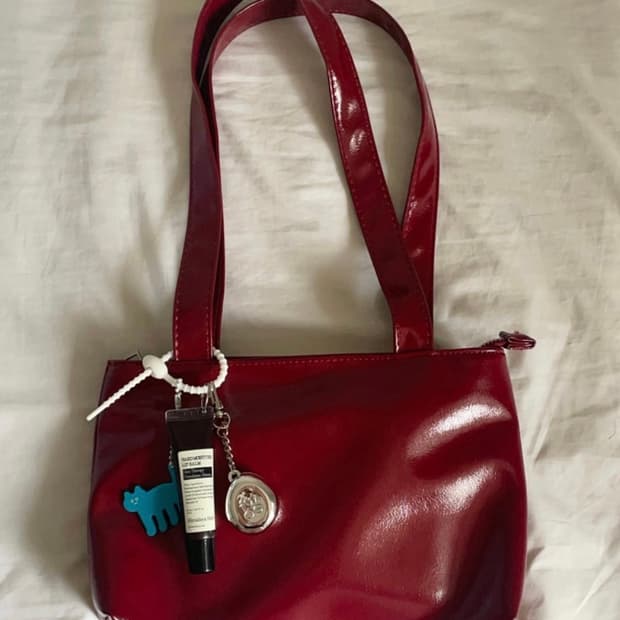 Glossy leather bag (red)/글로시 레드 가방 (빨간색)