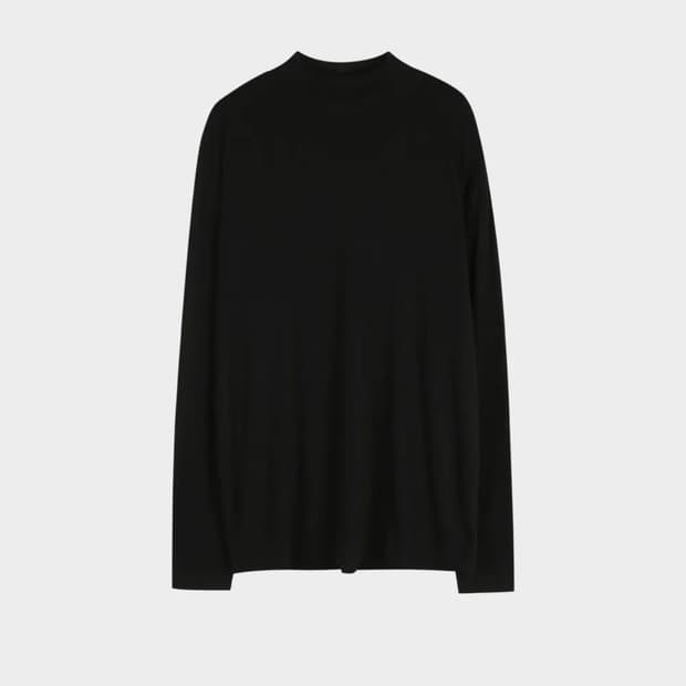 esn 하프 폴라 니트 티셔츠 블랙 