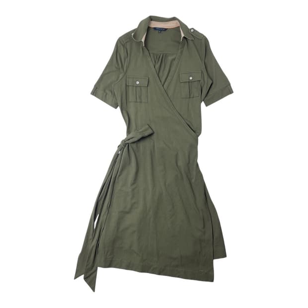 [중고] 타미힐피거 카키 랩 반팔 원피스