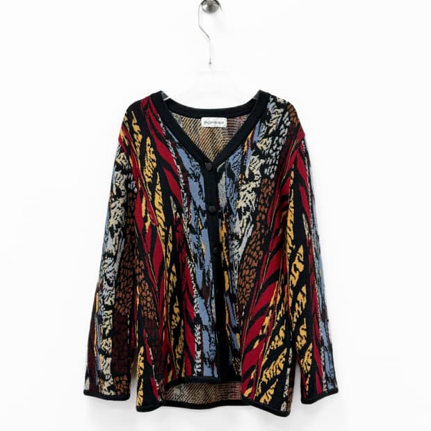 입생로랑 아카이브 멀티 컬러 자카드 니트 가디건