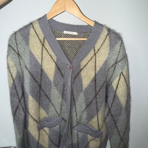 Grove 라벤더 아가일 니트 가디건