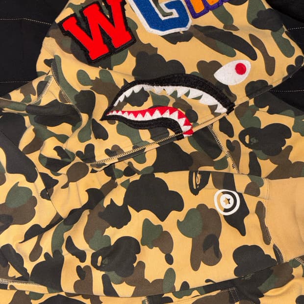 베이프 카모 샤크 풀집후드 옐로우 황계 XL