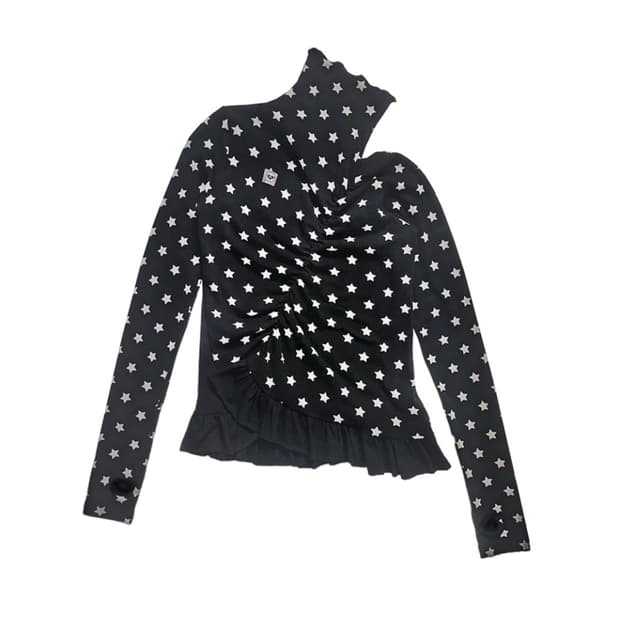 노피셜노피스 셔링 리버시블 터틀넥 탑 블랙