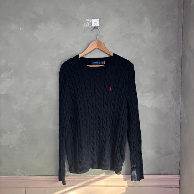 폴로 랄프로렌 꽈배기 니트 네이비