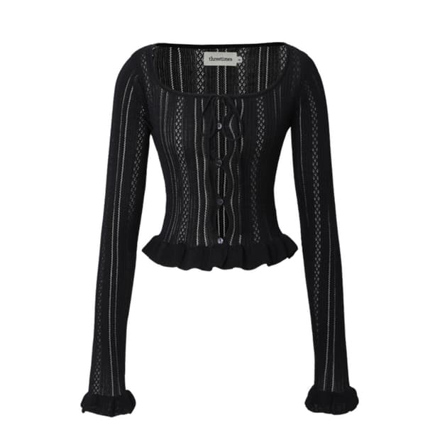 쓰리타임즈 아이리스 가디건 블랙 볼레로 쓰탐