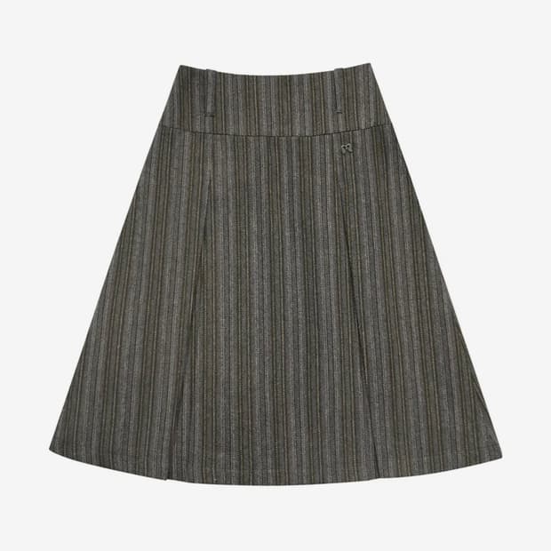 PLEATED PATTERN MIDI SK KHAKI GREY