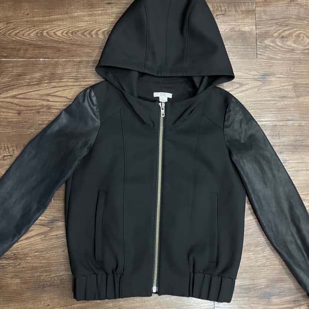 헬무트랭 카프스킨 레더 슬리브 봄버 자켓 블랙