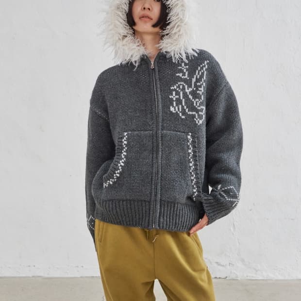 코위찬 퍼 후드집업