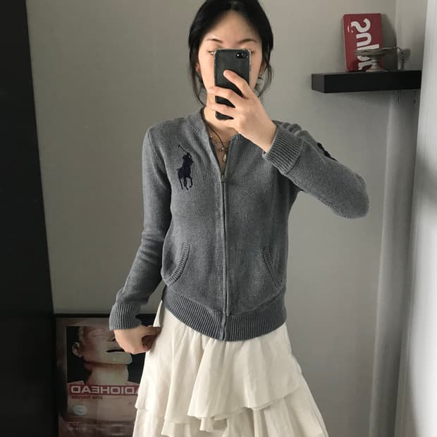 폴로 랄프로렌 빅 포니 로고 그레이 니트집업 대장급