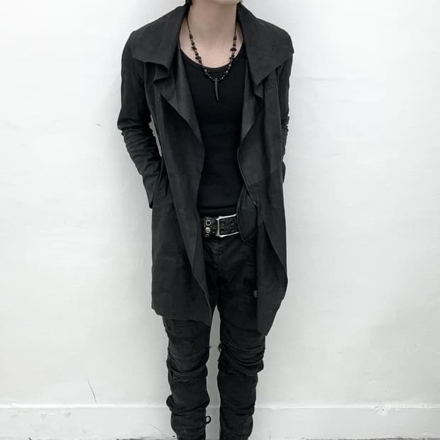 Asymmetry drape sheepskin leather jacket