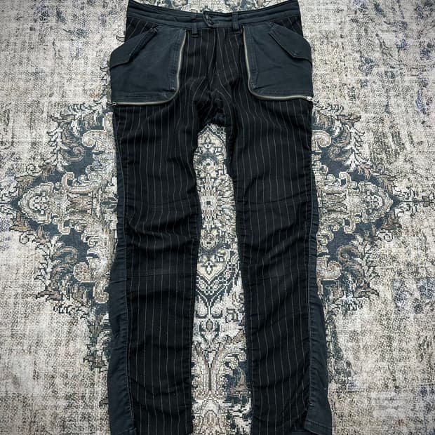 stripe shirring detail pants