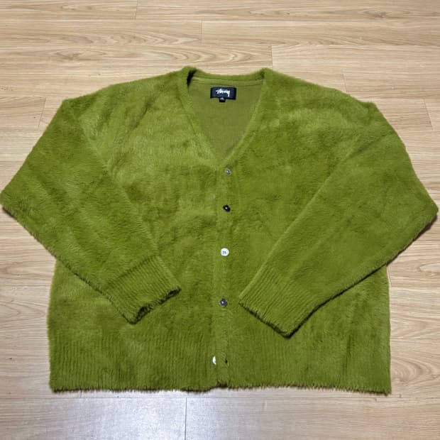 스투시 쉐기 가디건 올리브 모헤어