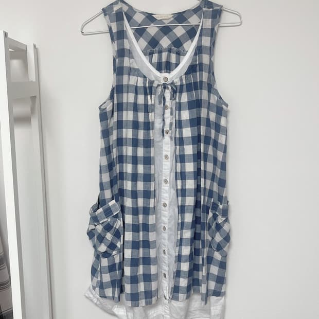 일본빈티지 모리걸 대장 블루체크 바선생