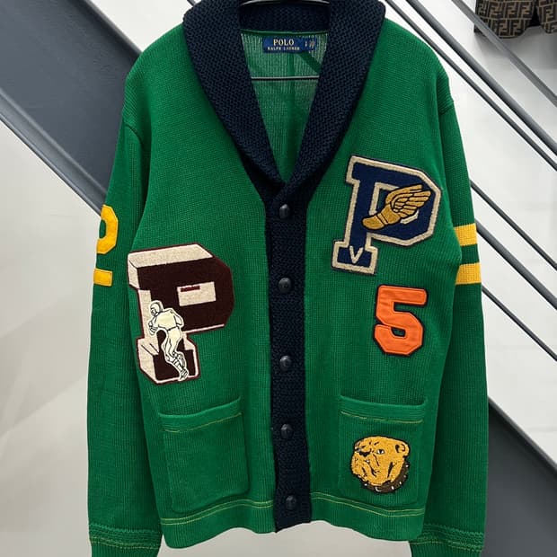 폴로 랄프로렌 아플리케 바시티 숄카라 가디건