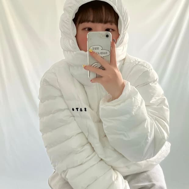 sato 사토 머쉬룸 하프 집 후드 경량 패딩