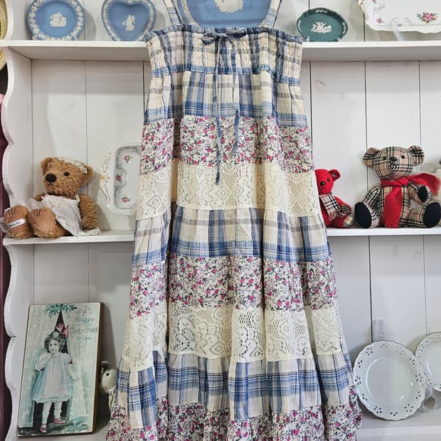 패치워크 레이스 원피스