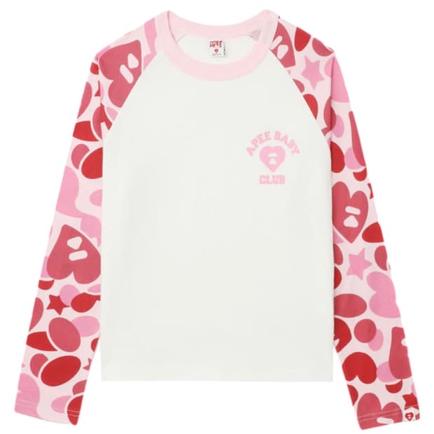 베이프 카모 래글런 롱슬리브 티셔츠 핑크