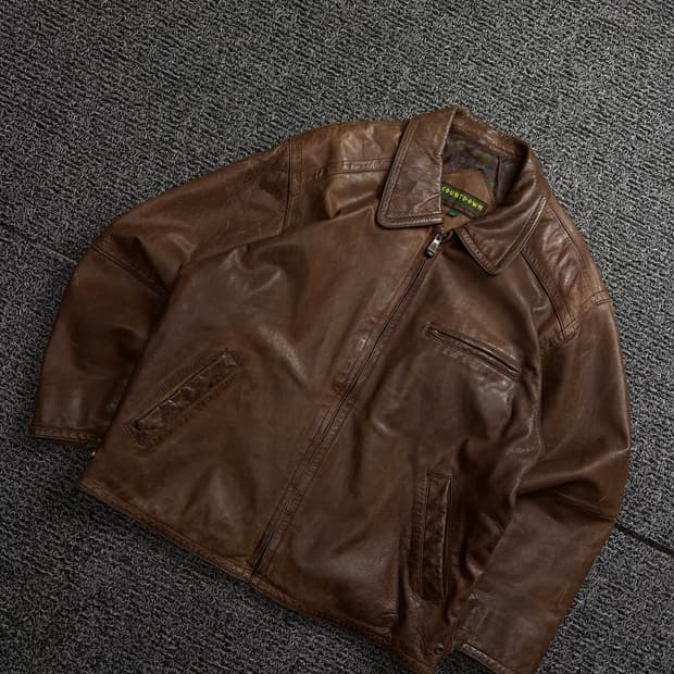 Countdown 램스킨 브라운 레더 트러커 자켓 1963