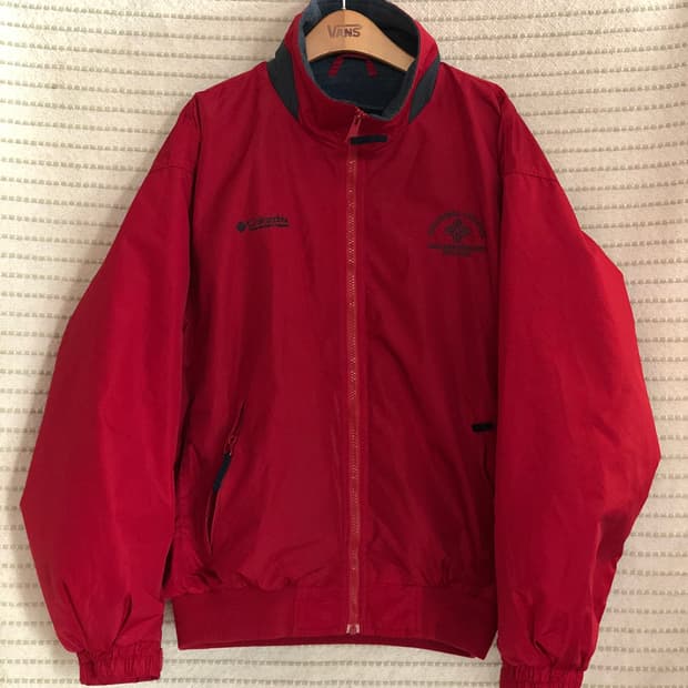 컬럼비아 빈티지 레드 웜업 자켓 블루종 봄버