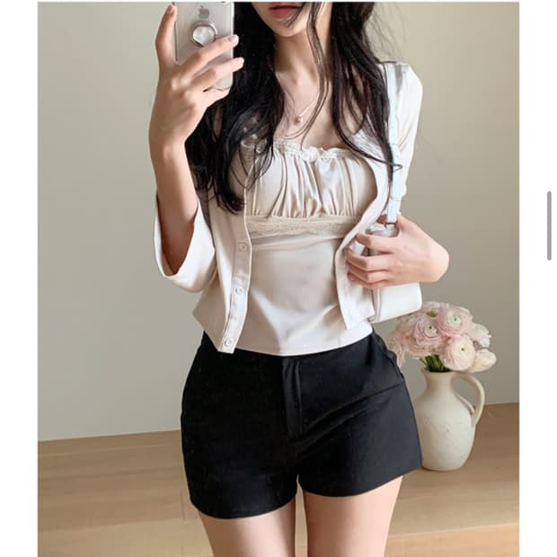 퍼빗 에페르 레이스 셔링나시 + 가디건 세트 베이지