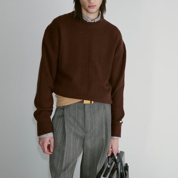 렉토 러블리 라운드넥 니트 브라운
