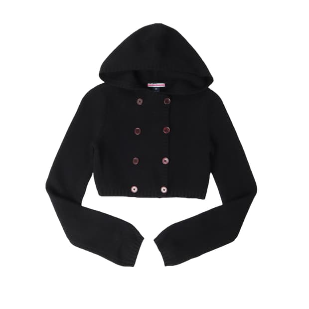 폴로진스 후디드 크롭 더블 울 니트 가디건