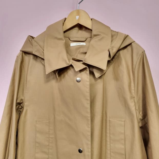 시스템 후드 롱 코트 55 오버핏