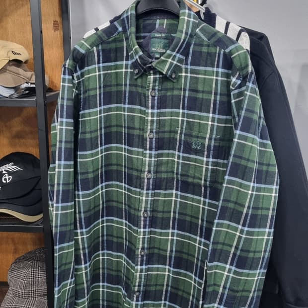헨리코튼(코오롱) 체크남방 100size(실측가슴단면53) 컨디션9