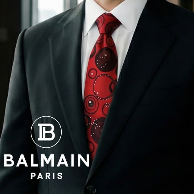 발망 실크 레드 서클 패턴 넥타이 8.7cm A+등급 A19345
