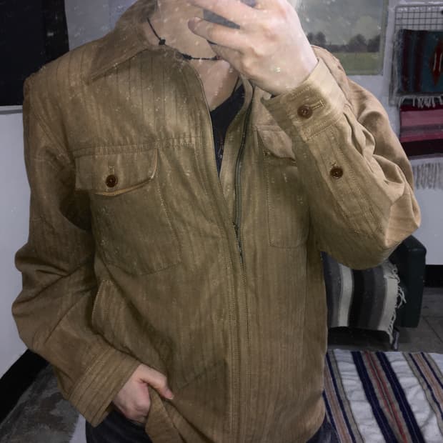 투티/0254 NADES 일본 빈티지 브라운 자켓 헤링본 패턴 가죽포켓