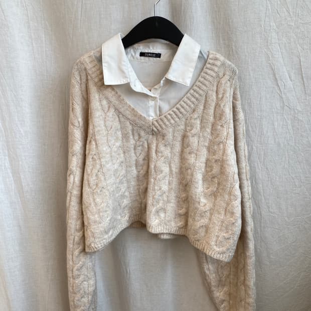 SUREVE 셔츠레이어드 니트(L)