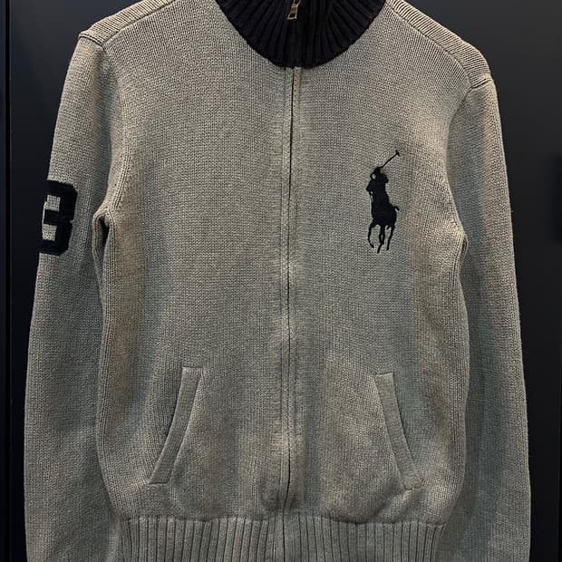 폴로 랄프로렌 빅포니 치프키프 그레이 니트 집업(18-20)