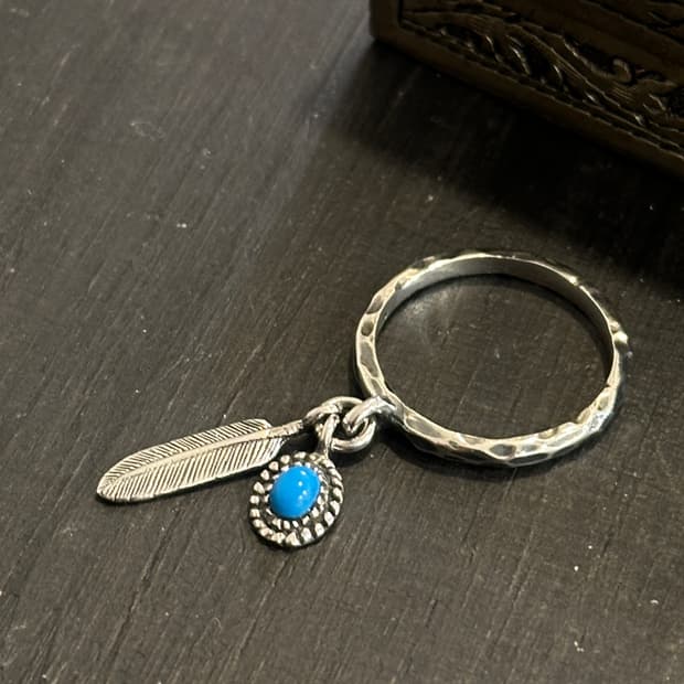 Turquoise feather 925silver ring