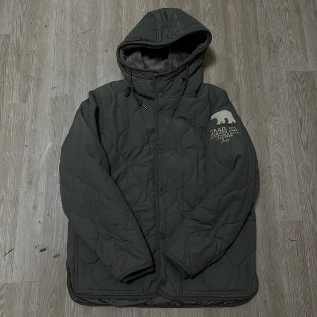 지프 후드 퀼팅 경량 패딩 S/90