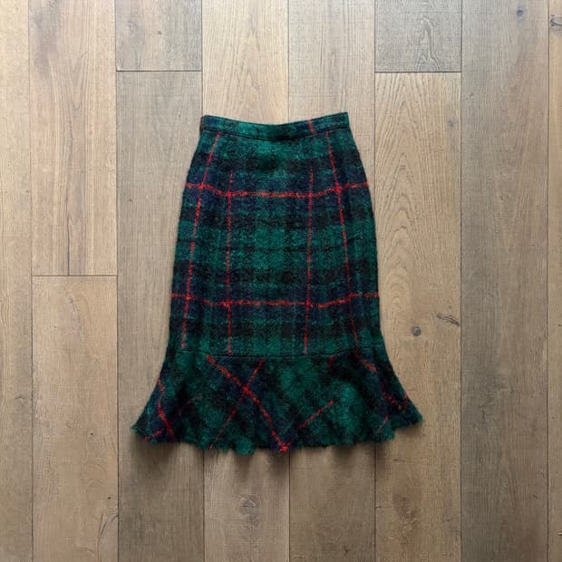 Boucle Check Flare Skirt