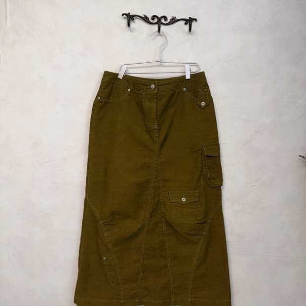 Oilily olive corduroy pocket cargo skirt