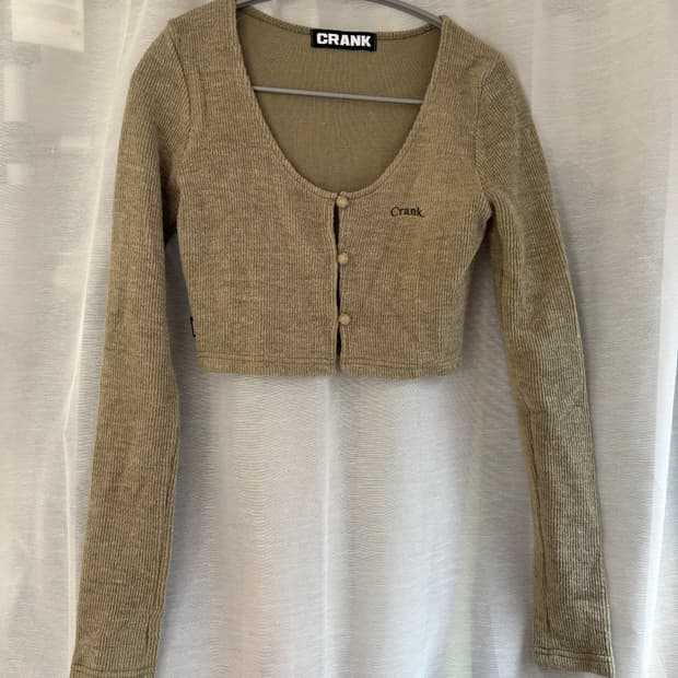 크랭크 니트 워머 가디건 카키