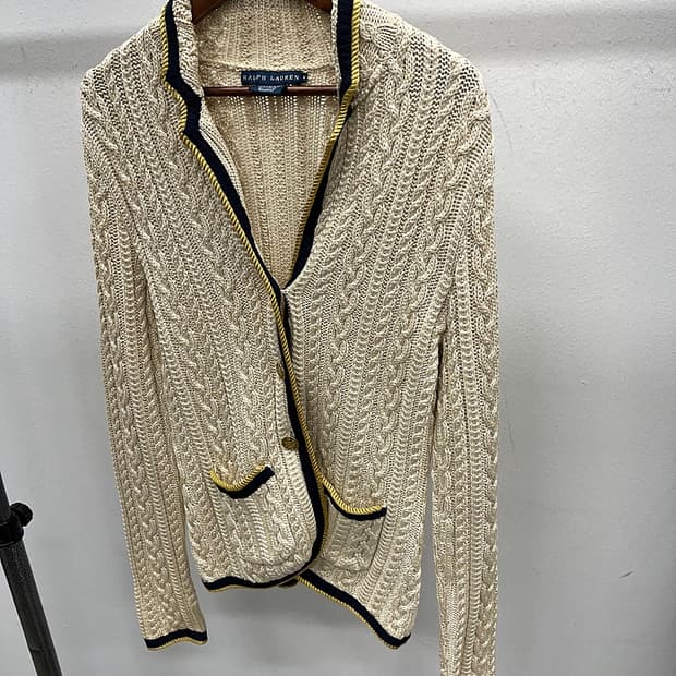 여) 랄프로렌 금장 케이블 가디건 