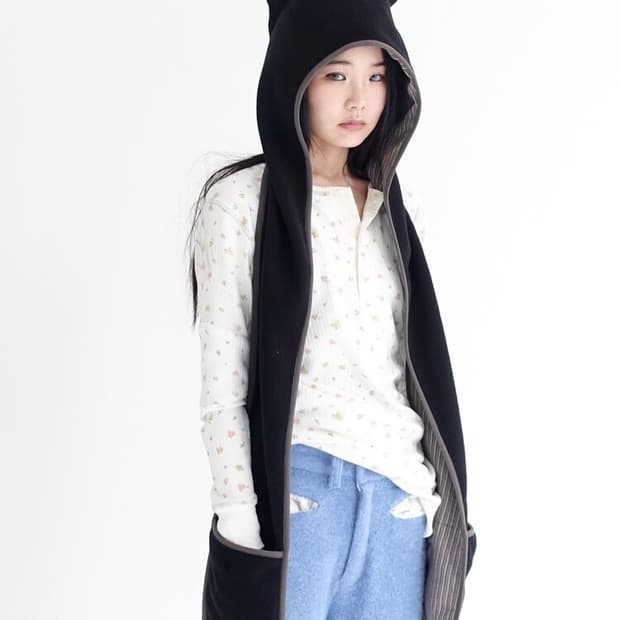 샵페어리 fleece ear 후드 머플러 블랙