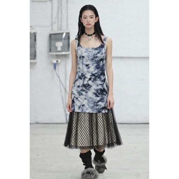 타이다이 탑+레이어드 스커트 코디 set