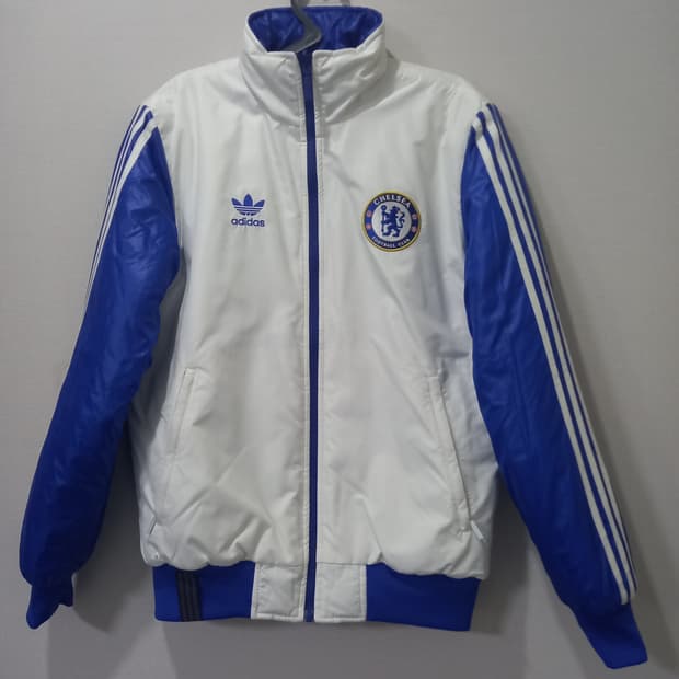 아디다스 첼시FC 리버시블 화이트 블루 양면패딩 90/S