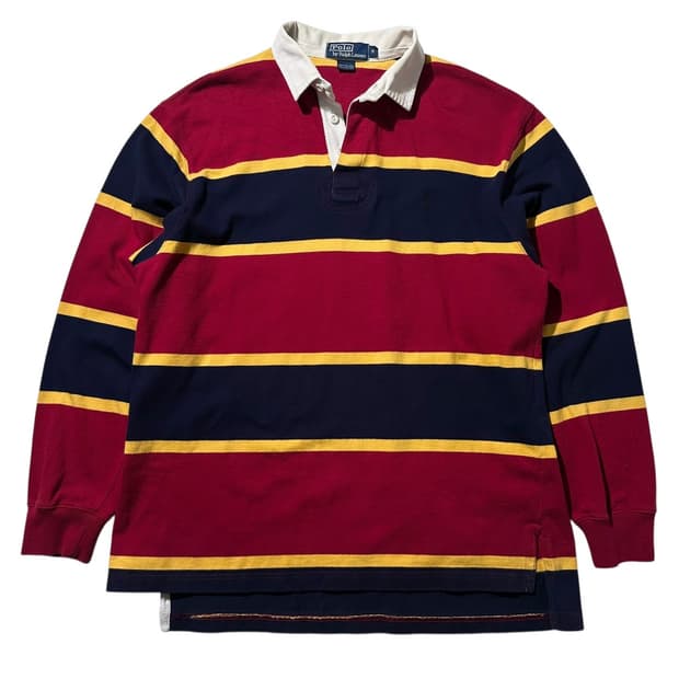 폴로 랄프로렌 스트라이프 보더 럭비 카라 티셔츠