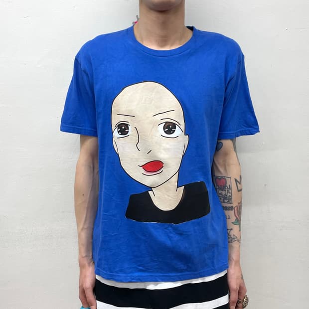 Cartoon bald blue t-shirt